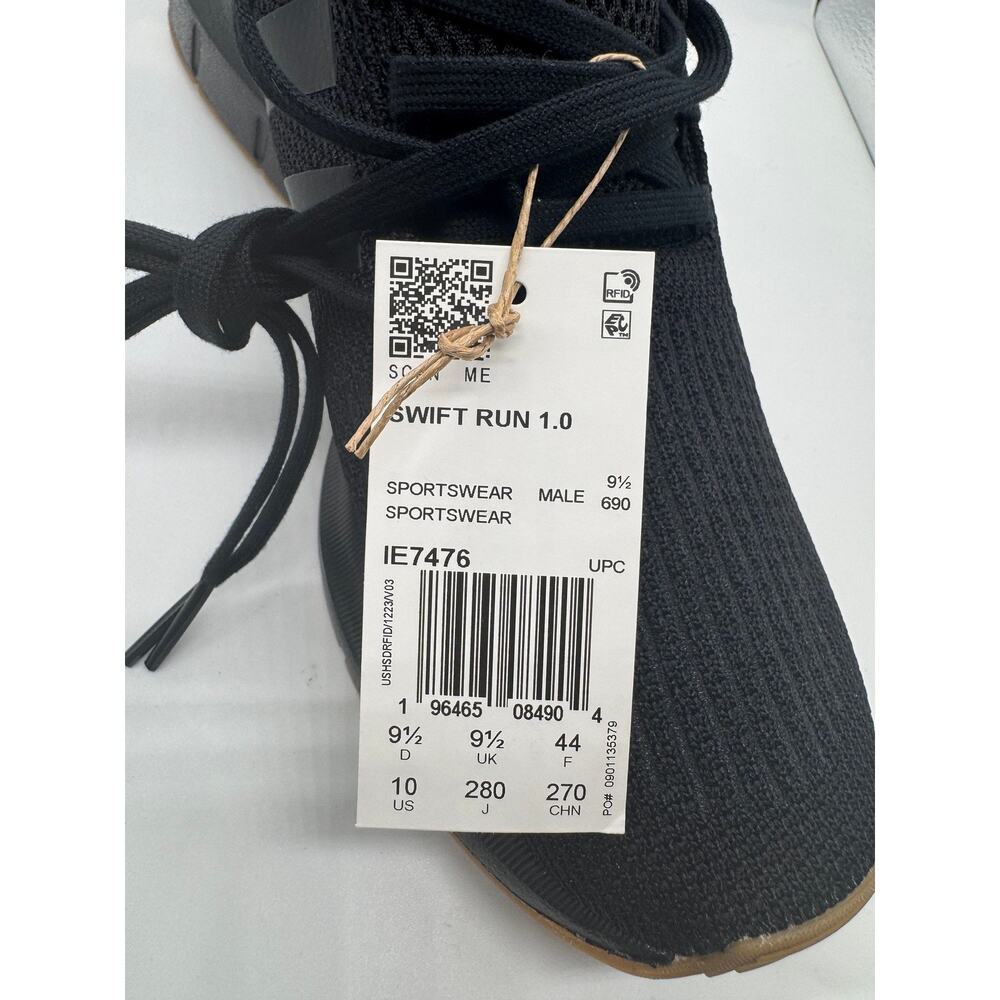 Adidas Mens Swift Run 1.0 Sneakers Size 10 Black Gum Athletic Running Shoes NWT - Picture 7 of 9